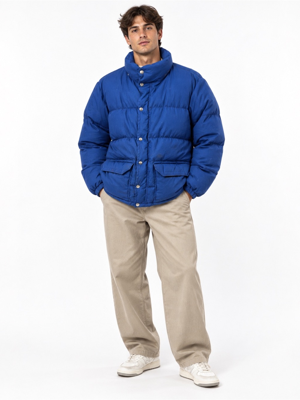 Vintage 70s The North Face Brown Label Blue Down Puffer Jacket M Made USA